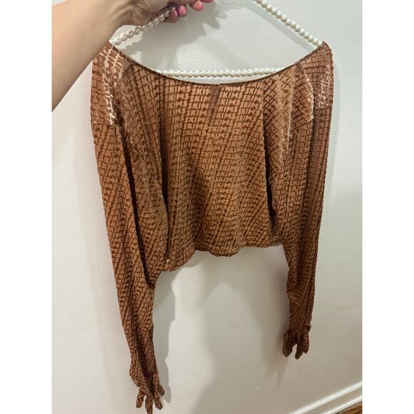SKIMS Size 4X Velvet Burnout Logo Glove Crop Top Copper BR-TOP-0935 NWT - Picture 8 of 10